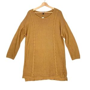 Talbots Cable Knit Crew Neck Sweater Side Zippers Light Brown Size 1X NWT